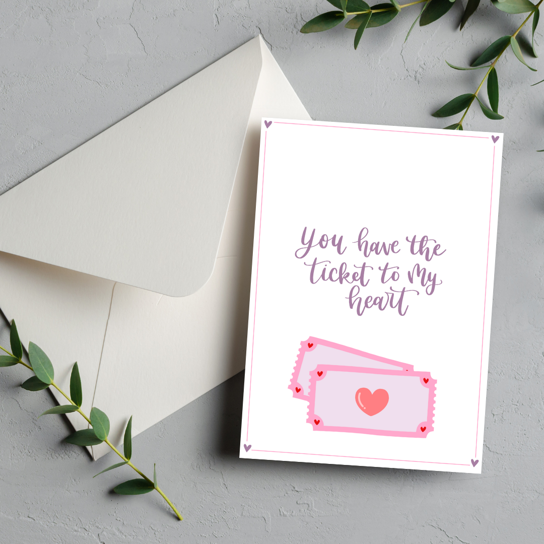 'Ticket to my Heart' Love Card