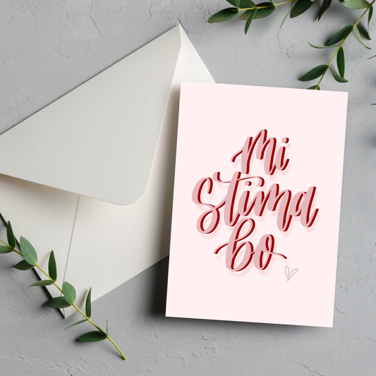 'Mi Stima Bo' Soft Pink Love Card Papiamentu