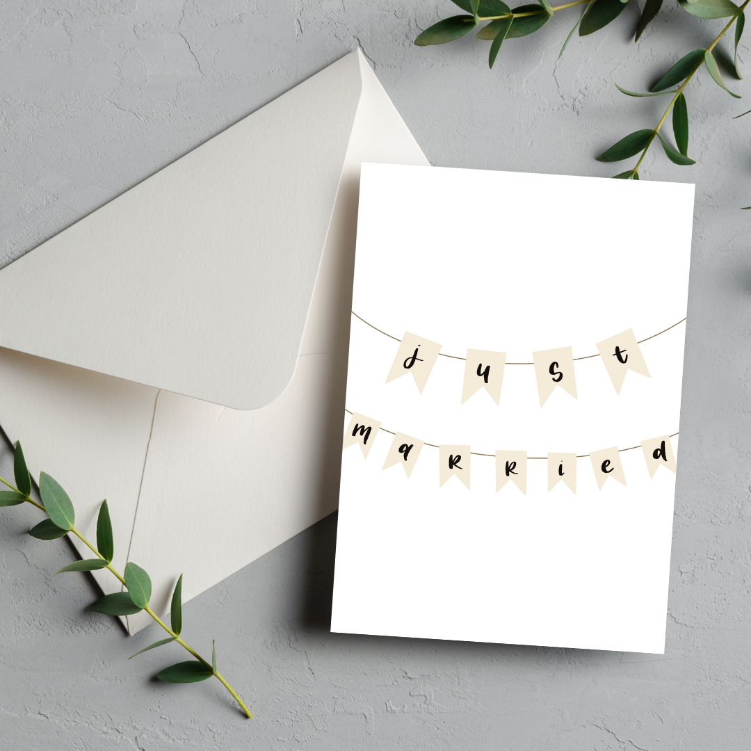 'Just Married' Simple Wedding Card